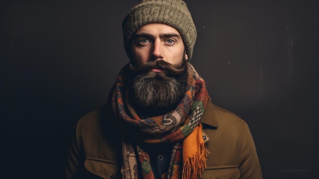 A man with a beard and a scarf