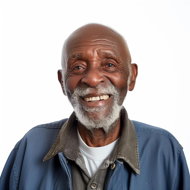 a man with a beard smiling and a white shirt on