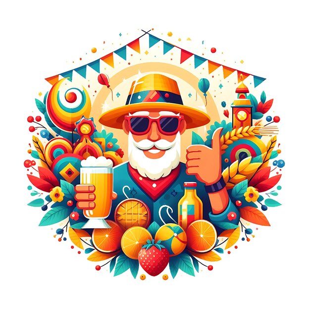 Photo a man with a beard and sunglasses holding a beer in front of a colorful background
