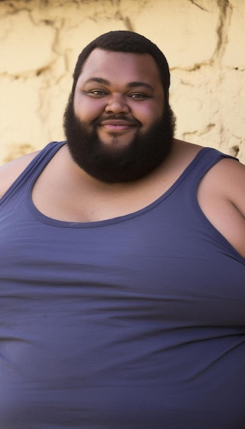 Photo a man with a beard and a tank top is wearing a tank top