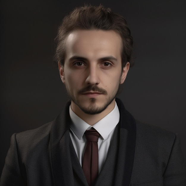 A man with a beard and a tie is posing for a photo.