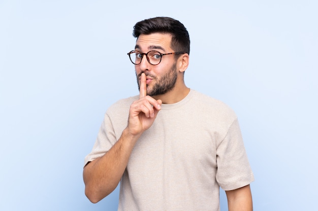 Man with beard over wall