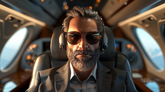 Photo a man with a beard wearing sunglasses and a suit