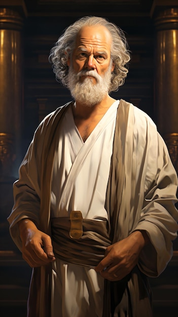 a man with a beard and a white robe