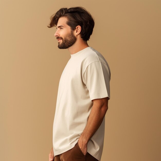 A man with a beard and a white shirt with a beard.