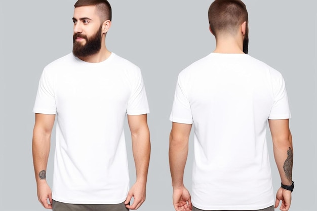 A man with a beard and a white t - shirt