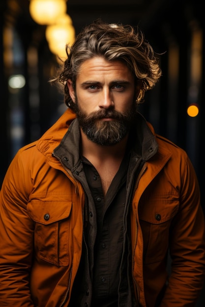 Man with a beard with autumn mood