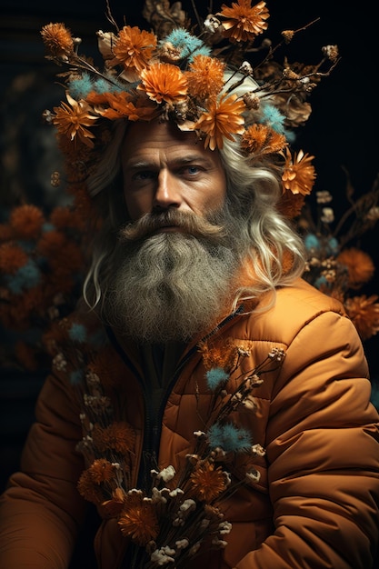 Man with a beard with autumn mood