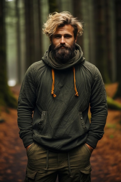 Man with a beard with autumn mood