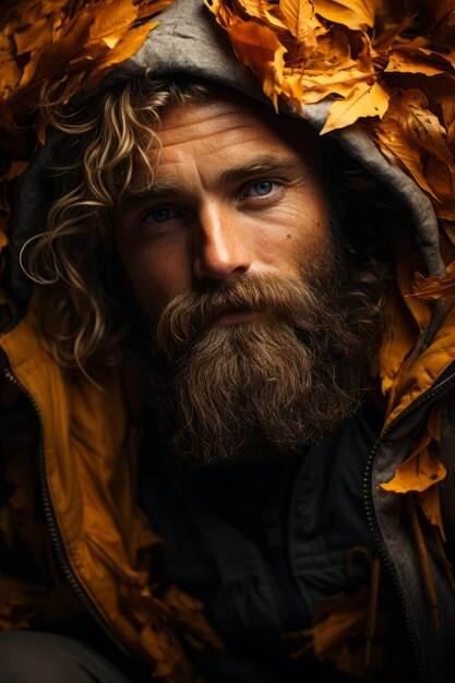 Man with a beard with autumn mood