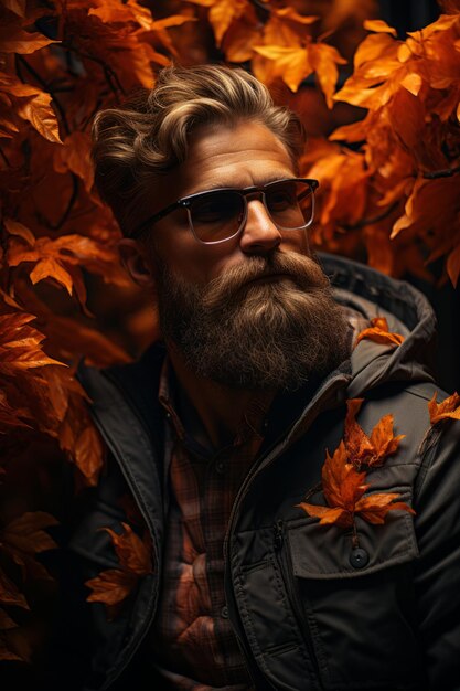 Man with a beard with autumn mood