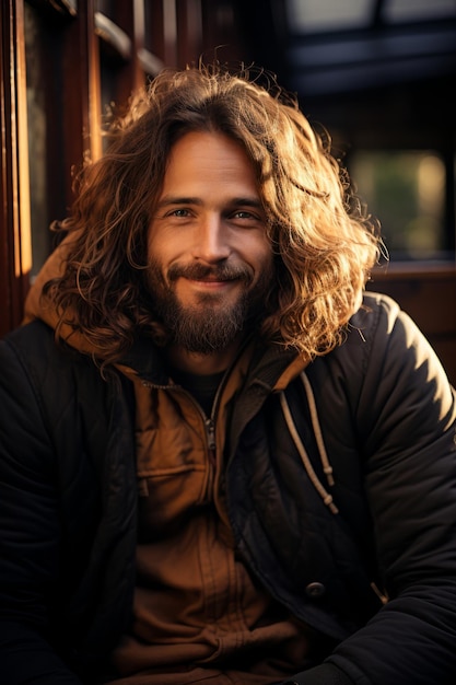 Man with a beard with autumn mood