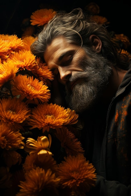 Man with a beard with autumn mood