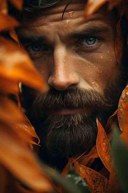 Man with a beard with autumn mood