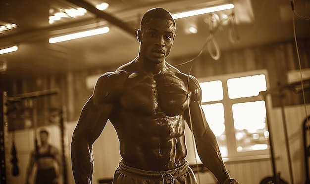 a man with a belt that says quot bodybuilder quot on the chest