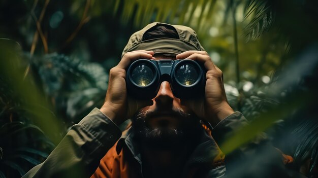 Photo man with binocular