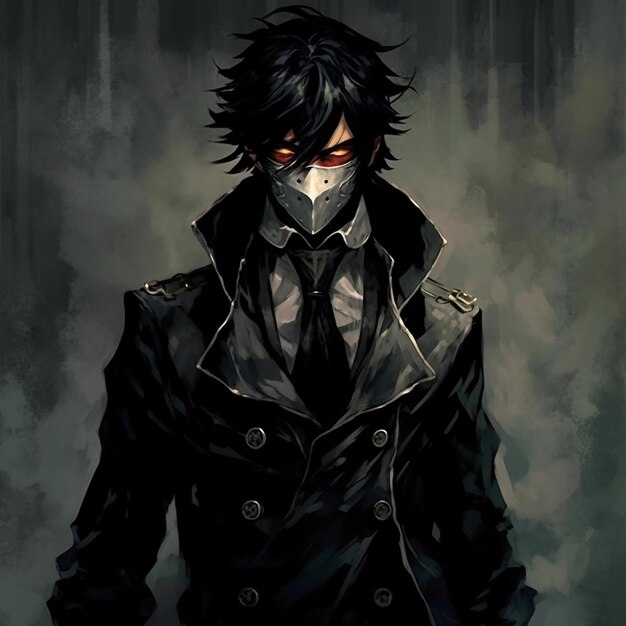 Black-haired man with jacket illustration, Fan art Character Anime