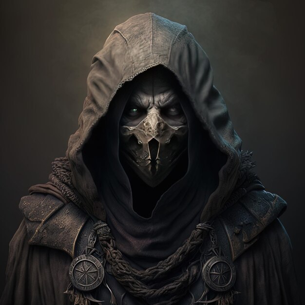 Photo a man with a black hood and a black cloak