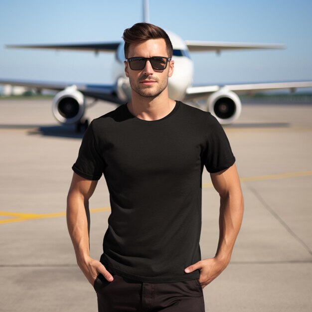 Man with black t shirt