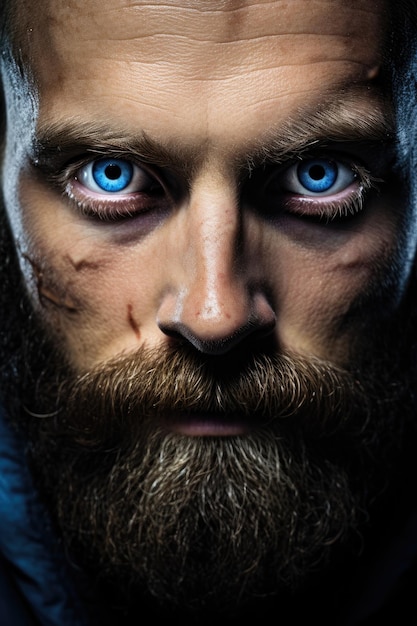 Premium AI Image  A man with blue eyes and a beard