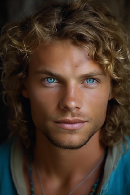 A man with blue eyes and a blue eyes