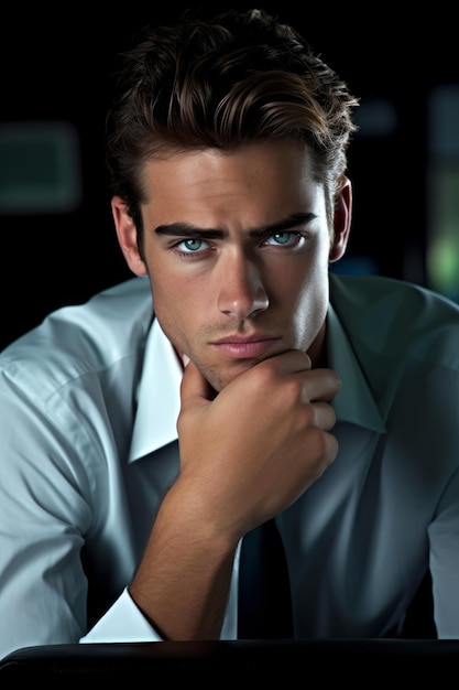 handsome man with blue eyes and brown hair