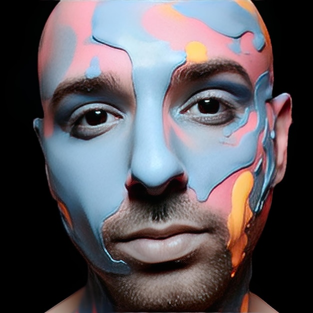 A man with a blue face with the face of the face.