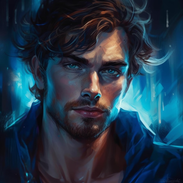 Premium AI Image  A man with blue eyes and a shirt