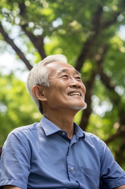 Photo a man with a blue shirt that says  old  on it