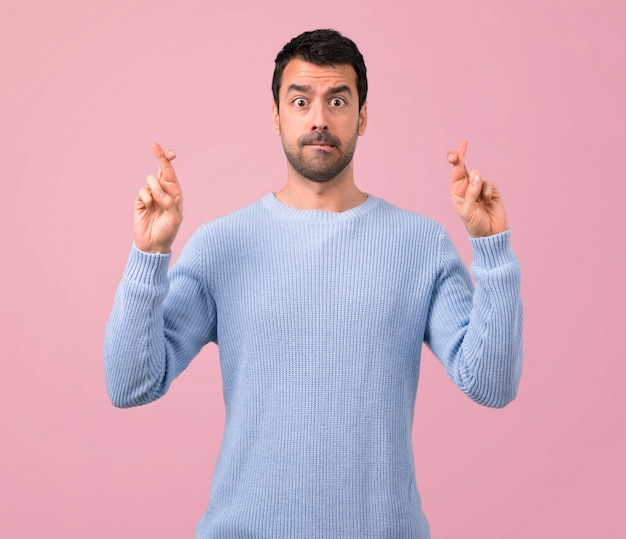 Man with blue sweater 