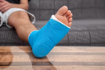 Broken Leg Blue Cast Stock Photo 1662826642