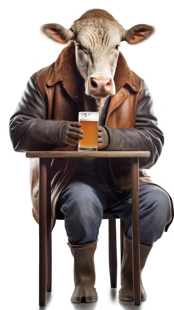 a man with a brown leather jacket and a brown leather jacket is drinking a beer.