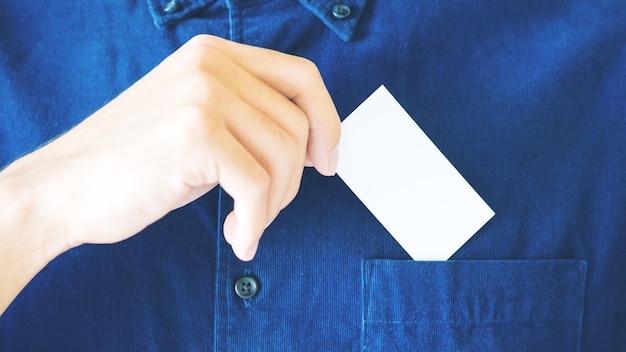 Man with business name card