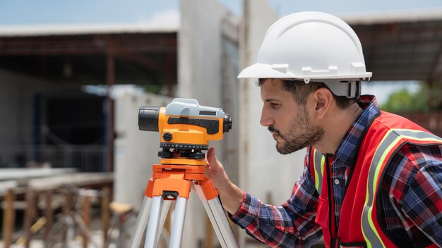 a man with a camera on his head is looking at a camera