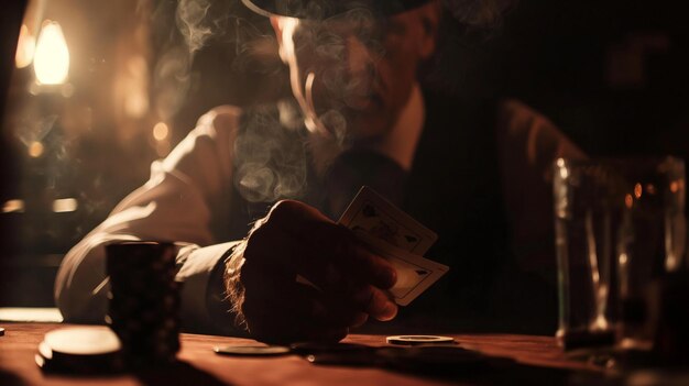 Photo a man with a cigar and a stack of money