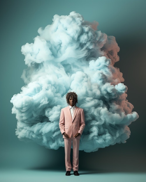 A man with a cloud in his head