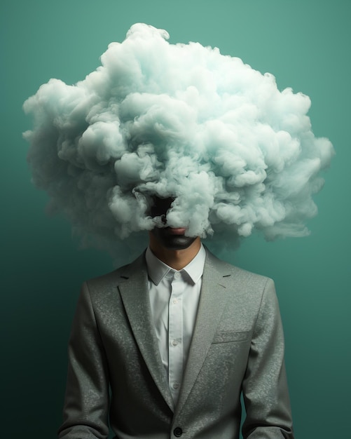 A man with a cloud in his head