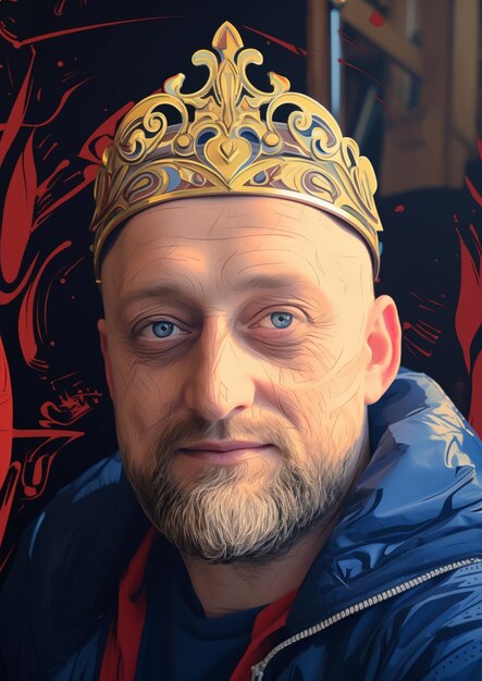 Photo a man with a crown on his head generative ai