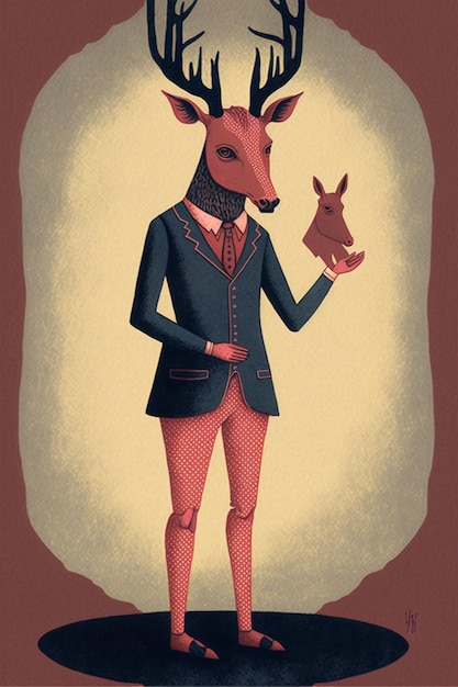 A man with a deer holding a rabbit