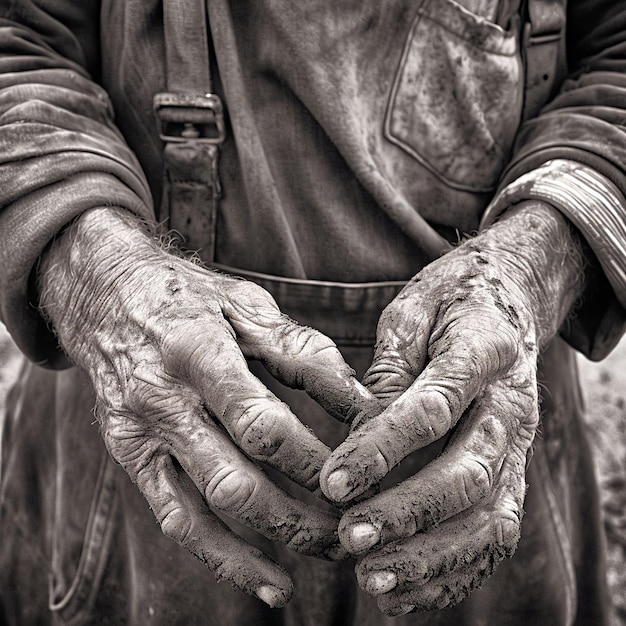 A man with dirty hands and dirty hands