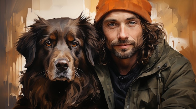 man with dog portrait