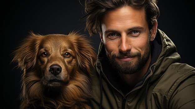 man with dog portrait