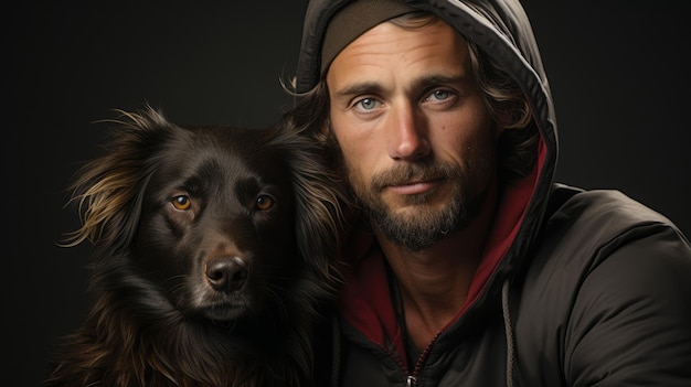 man with dog portrait