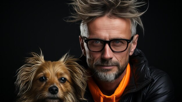 man with dog portrait