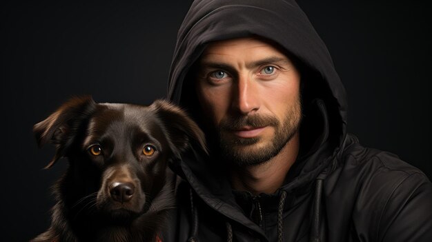 man with dog portrait