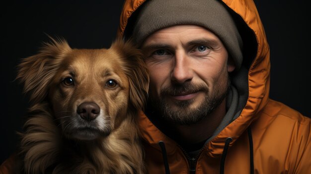 man with dog portrait