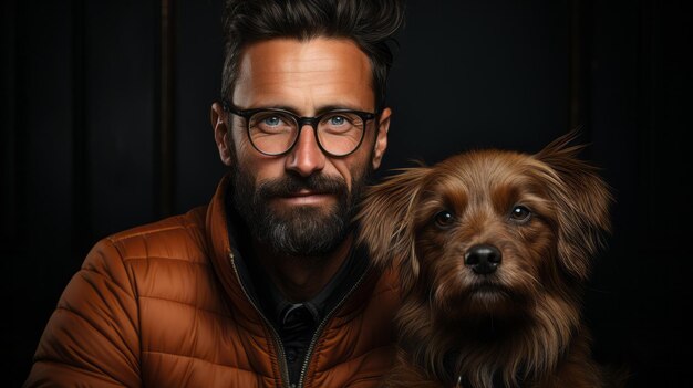 man with dog portrait