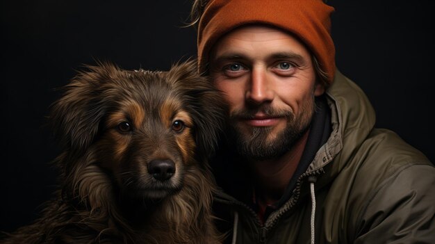 man with dog portrait