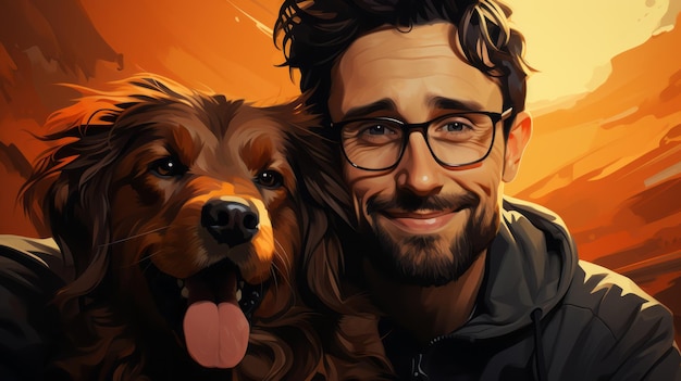 man with dog portrait