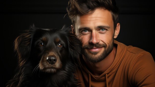 man with dog portrait